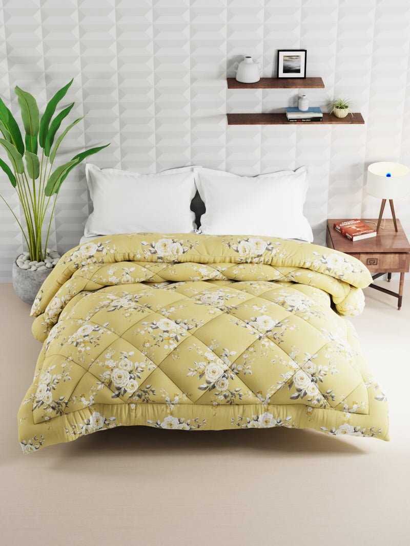 Super Soft Microfiber Double Comforter For All Weather <small> (floral-yellow)</small>