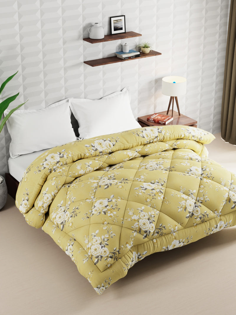 Super Soft Microfiber Double Comforter For All Weather <small> (floral-yellow)</small>