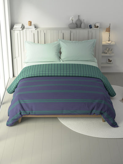 100% Premium Cotton Fabric Comforter For All Weather <small> (checks-blue/green)</small>