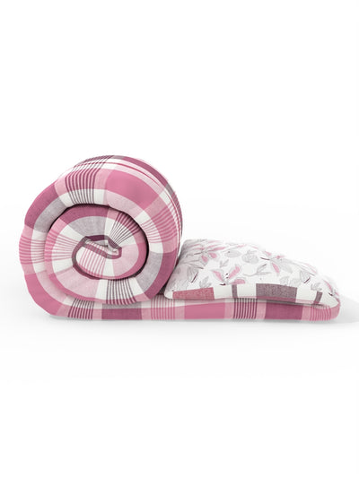 Super Soft Bamboo Micro Double Comforter For All Weather <small> (checks-pink/grape)</small>