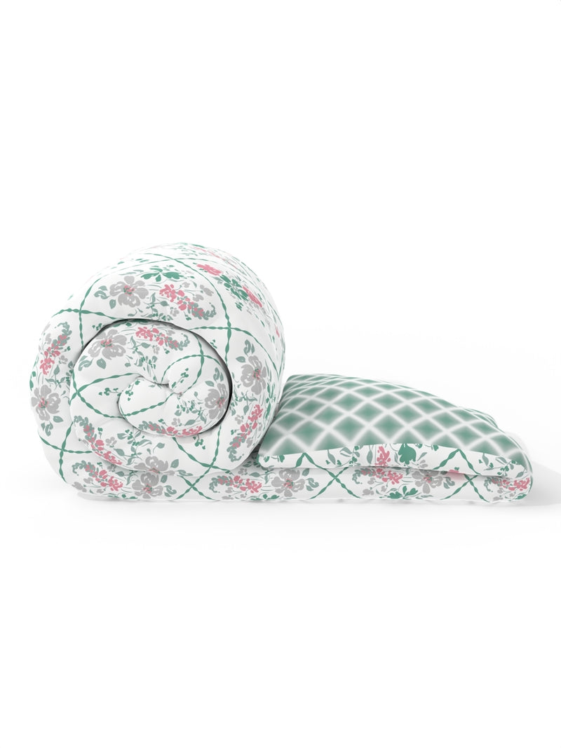 Super Soft Bamboo Micro Double Comforter For All Weather <small> (floral-white/green)</small>