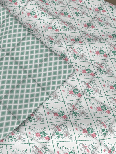 Super Soft Bamboo Micro Double Comforter For All Weather <small> (floral-white/green)</small>