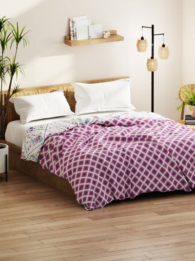 Super Soft Bamboo Micro Double Comforter For All Weather <small> (geometric-purple)</small>