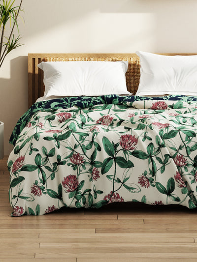 Super Soft Bamboo Micro Double Comforter For All Weather <small> (floral-pink/green)</small>