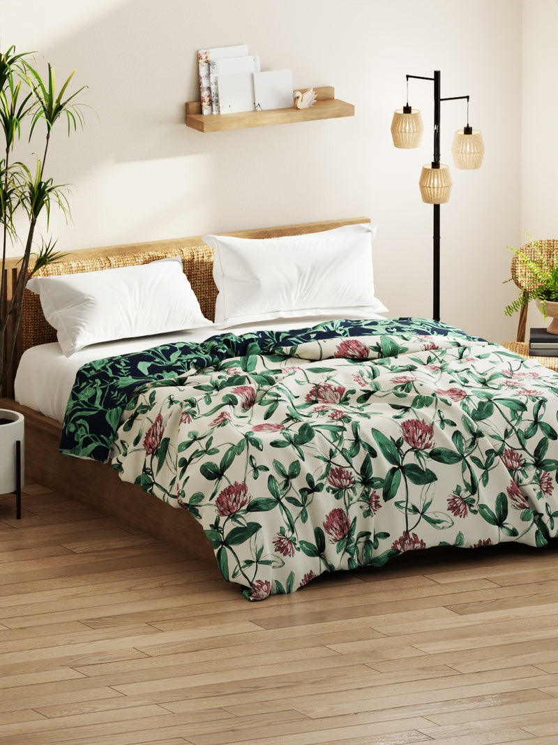 Super Soft Bamboo Micro Double Comforter For All Weather <small> (floral-pink/green)</small>