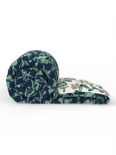 Super Soft Bamboo Micro Double Comforter For All Weather <small> (floral-navy/green)</small>