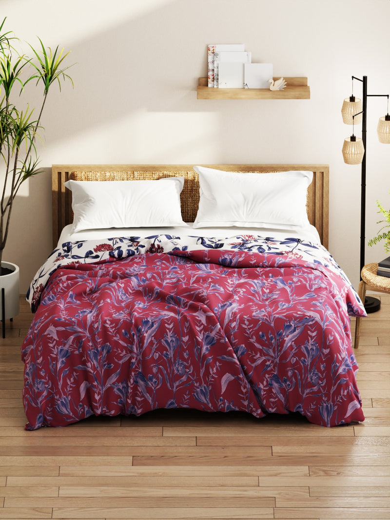 Super Soft Bamboo Micro Double Comforter For All Weather <small> (floral-rose/blue)</small>