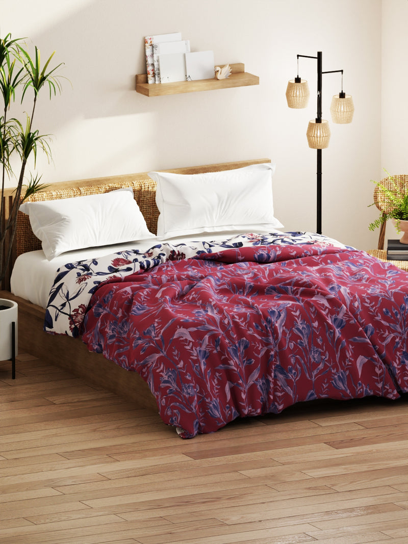 Super Soft Bamboo Micro Double Comforter For All Weather <small> (floral-rose/blue)</small>