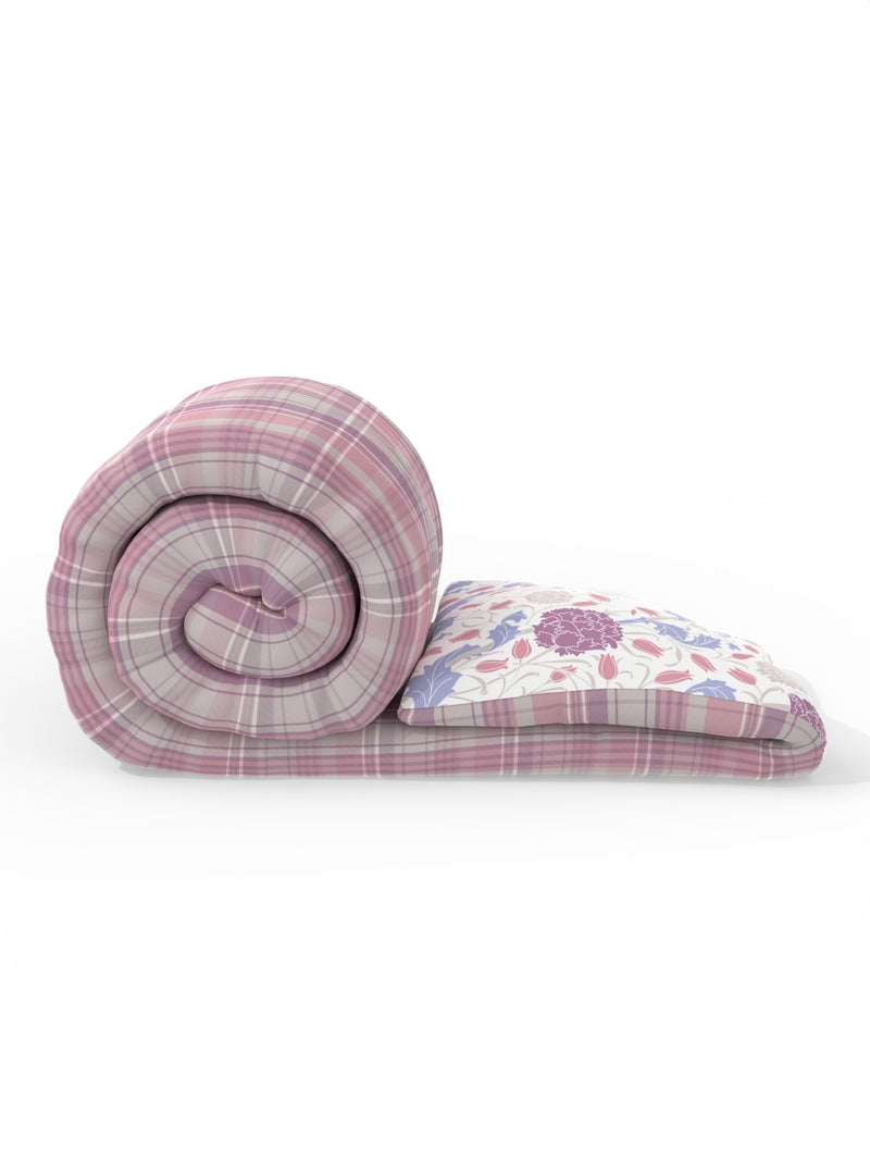 Super Soft Bamboo Micro Double Comforter For All Weather <small> (checks-pink/purple)</small>