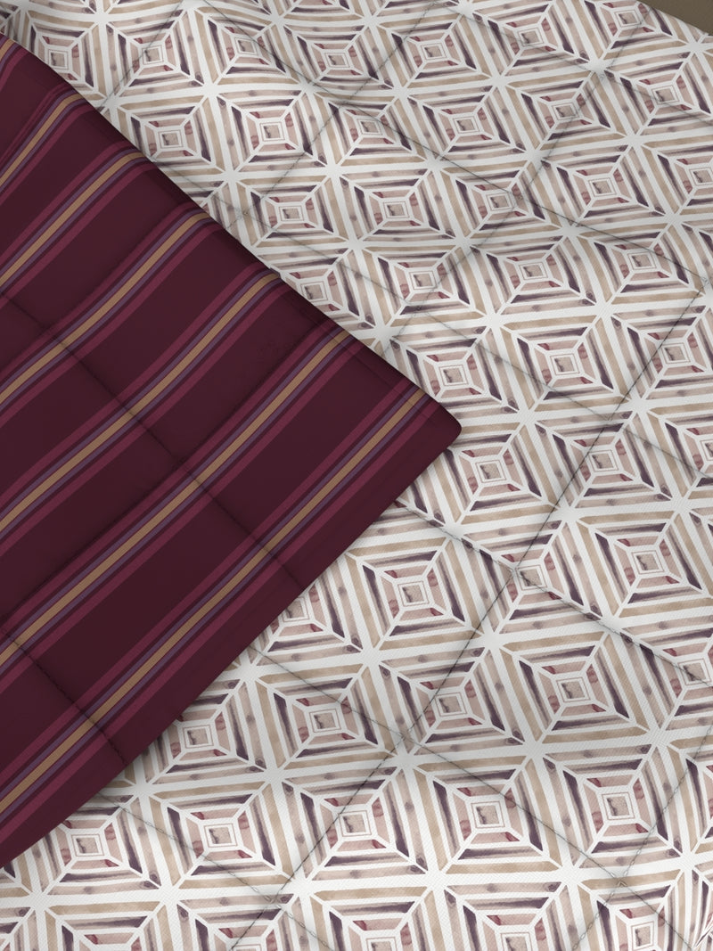 Super Soft Bamboo Micro Double Comforter For All Weather <small> (geometric-burgundy)</small>