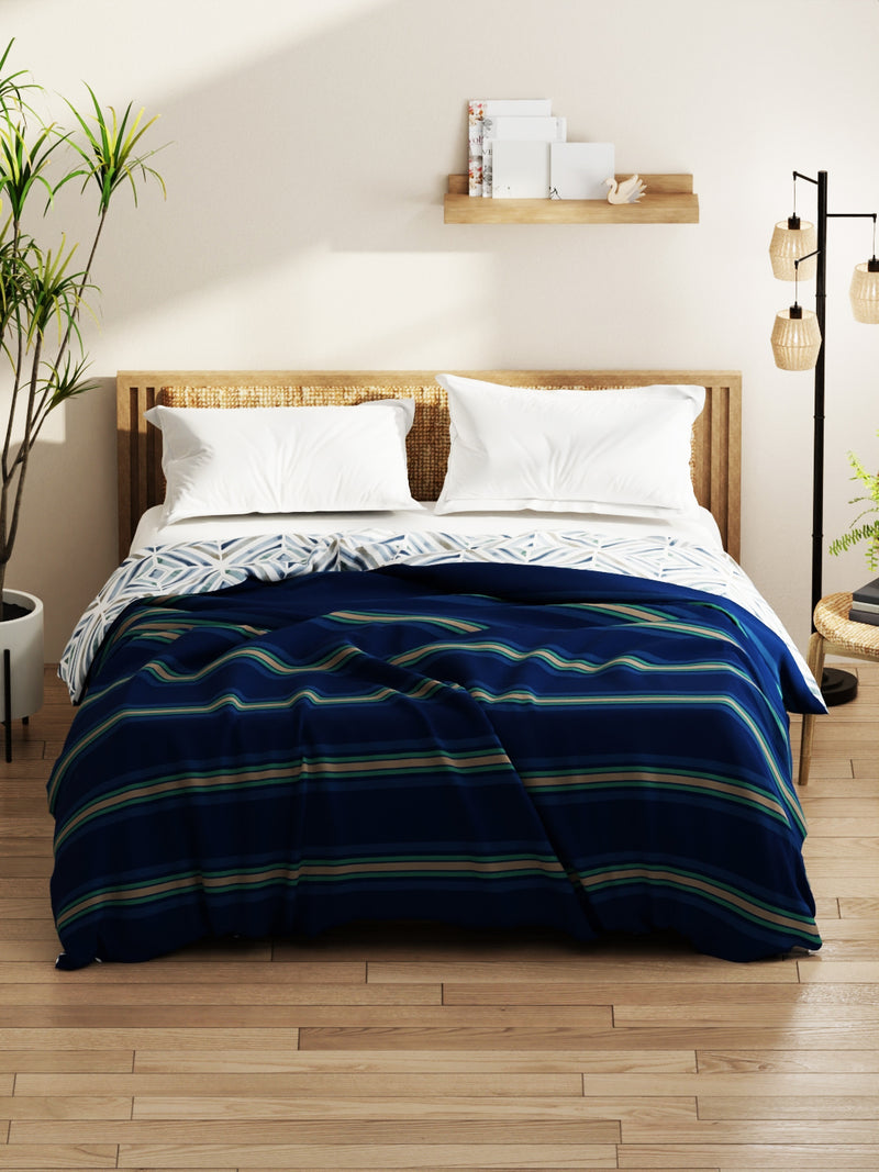 Super Soft Bamboo Micro Double Comforter For All Weather <small> (stripe-dk.blue)</small>