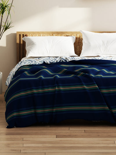 Super Soft Bamboo Micro Double Comforter For All Weather <small> (stripe-dk.blue)</small>