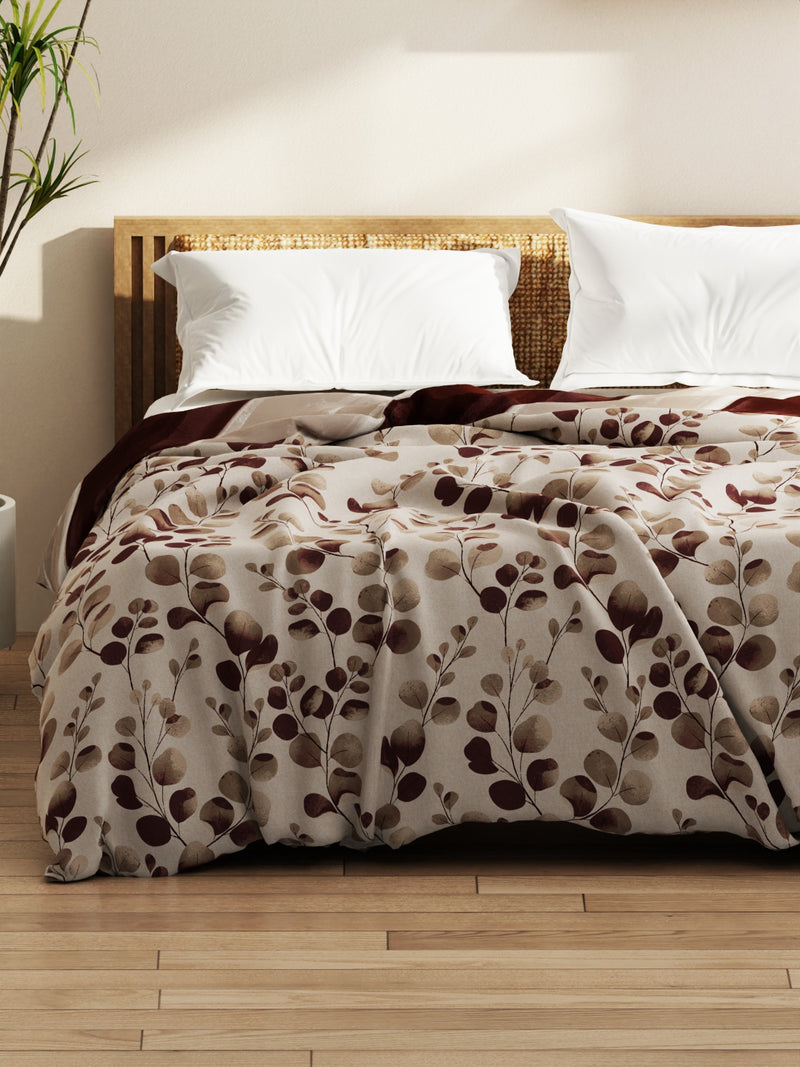 Super Soft Bamboo Micro Double Comforter For All Weather <small> (floral-brown)</small>