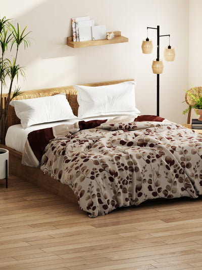 Super Soft Bamboo Micro Double Comforter For All Weather <small> (floral-brown)</small>