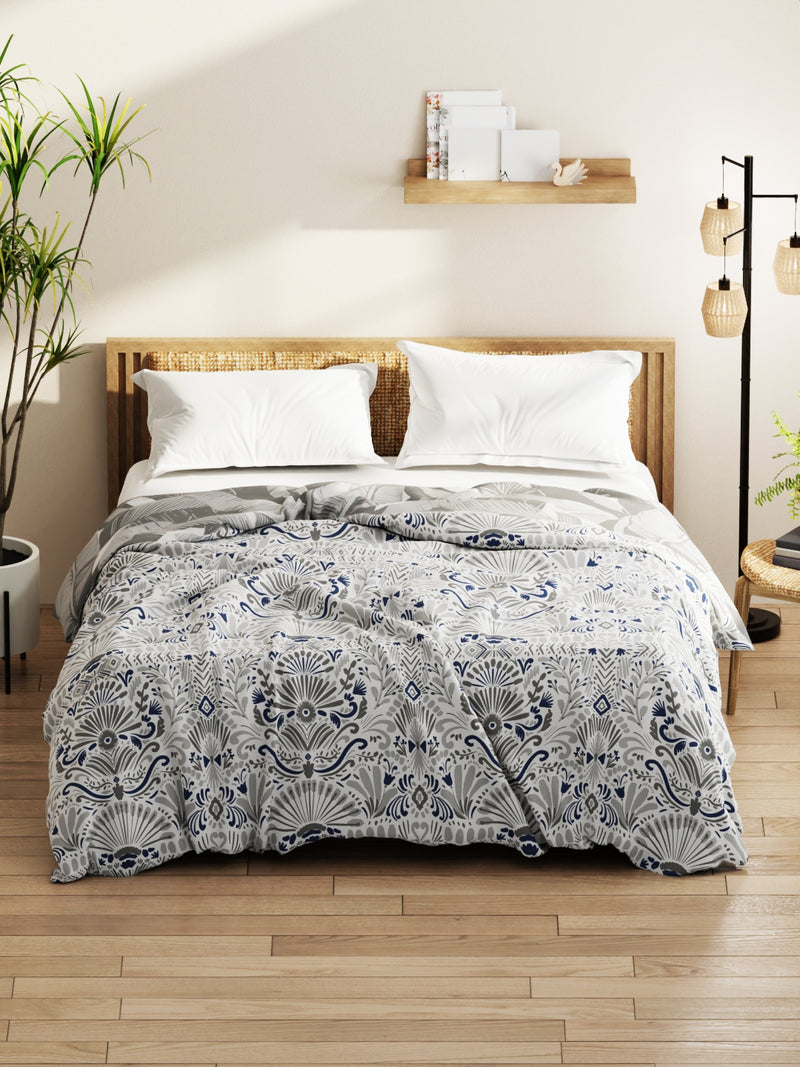 Super Soft Bamboo Micro Double Comforter For All Weather <small> (ornamental-grey/blue)</small>