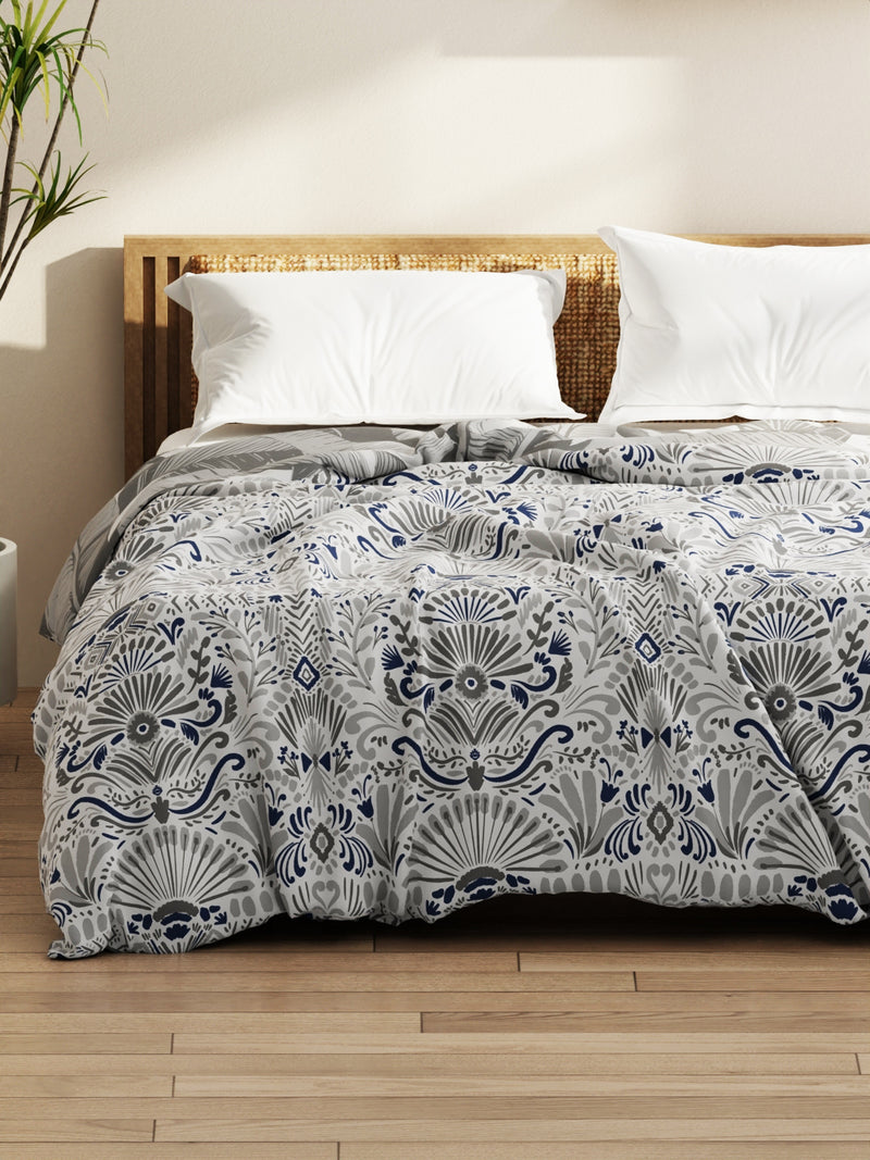 Super Soft Bamboo Micro Double Comforter For All Weather <small> (ornamental-grey/blue)</small>