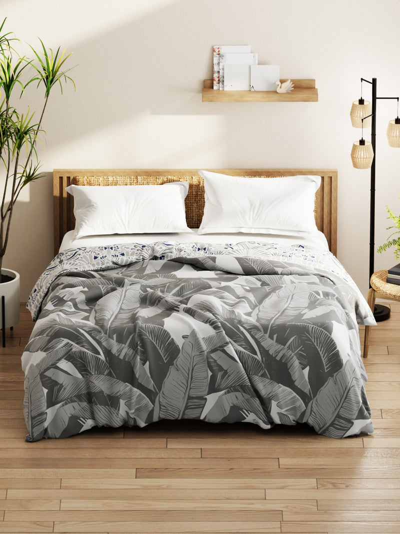 Super Soft Bamboo Micro Double Comforter For All Weather <small> (floral-grey)</small>