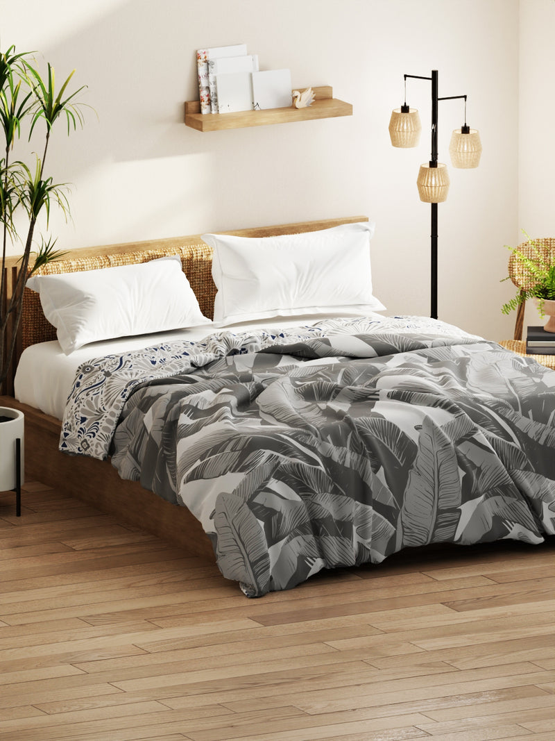 Super Soft Bamboo Micro Double Comforter For All Weather <small> (floral-grey)</small>