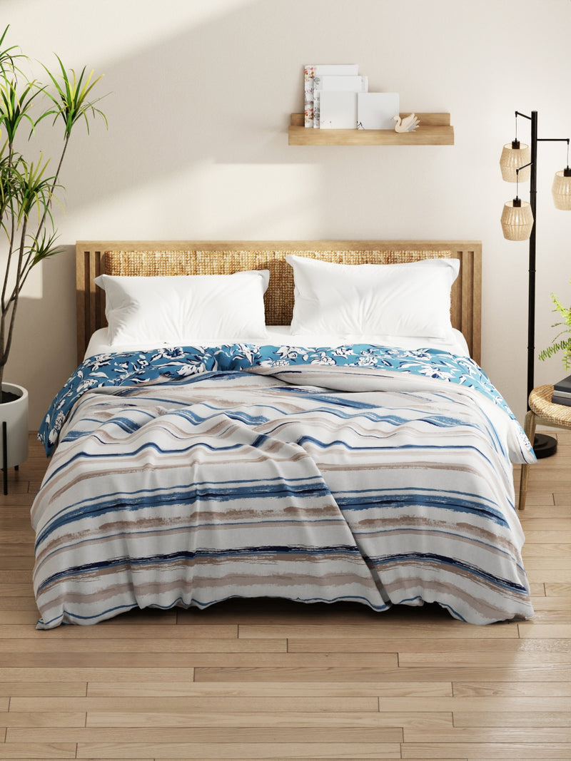 Super Soft Microfiber Comforter For All Weather <small> (stripe-grey/blue)</small>