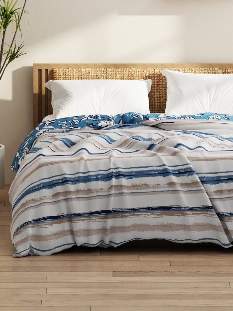 Super Soft Microfiber Comforter For All Weather <small> (stripe-grey/blue)</small>