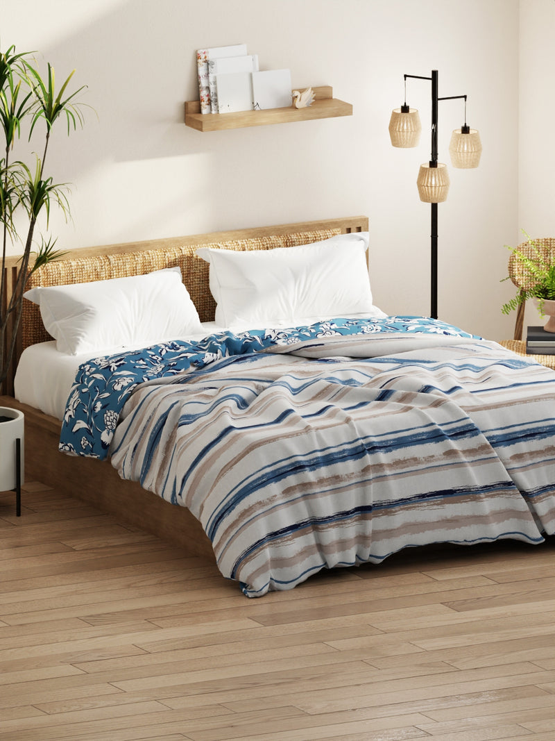 Super Soft Microfiber Comforter For All Weather <small> (stripe-grey/blue)</small>