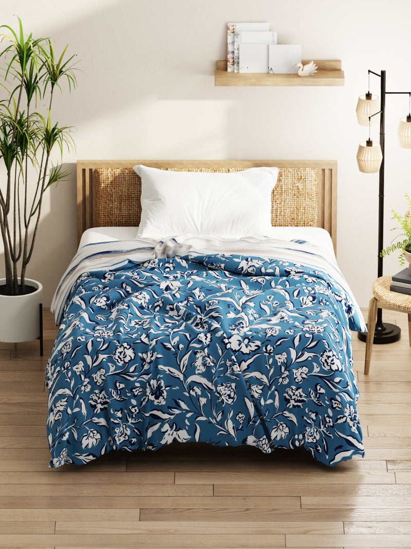 Super Soft Microfiber Comforter For All Weather <small> (floral-blue)</small>