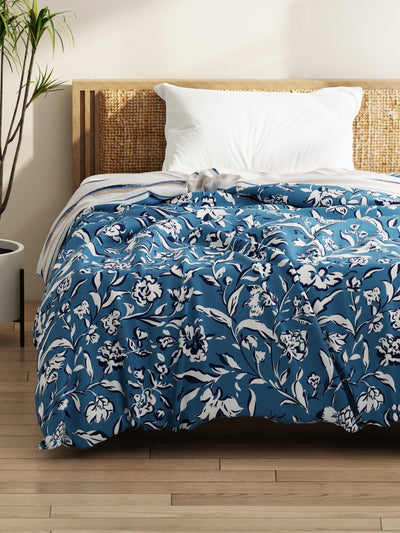 Super Soft Microfiber Comforter For All Weather <small> (floral-blue)</small>