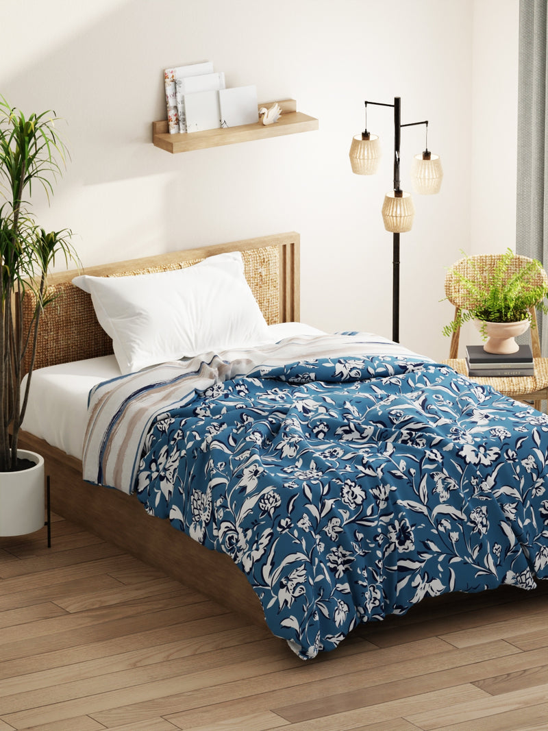 Super Soft Microfiber Comforter For All Weather <small> (floral-blue)</small>