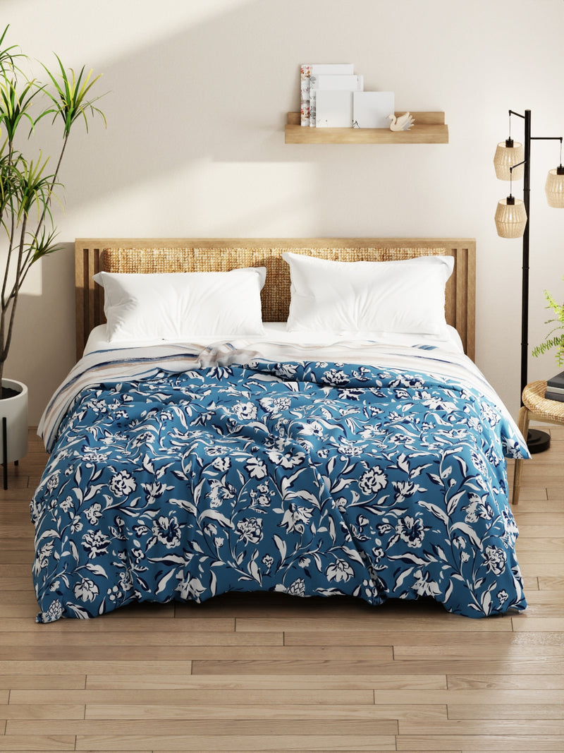 Super Soft Microfiber Comforter For All Weather <small> (floral-blue)</small>