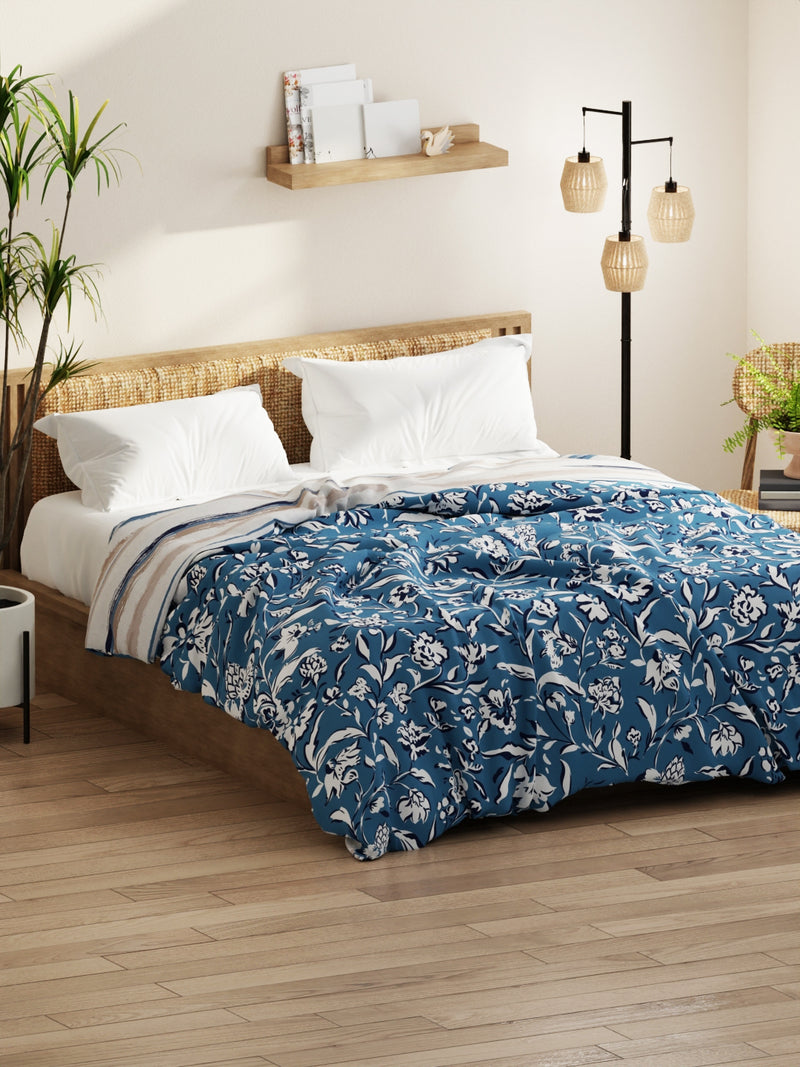 Super Soft Microfiber Comforter For All Weather <small> (floral-blue)</small>