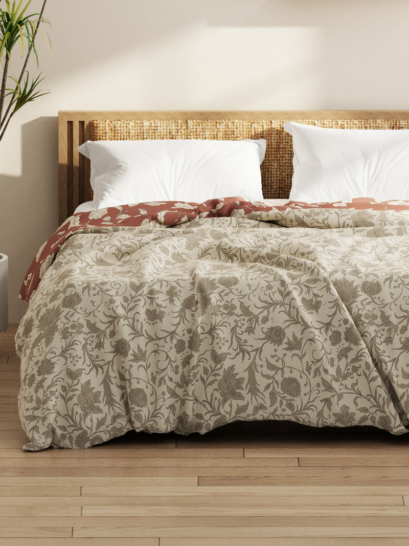 Super Soft Microfiber Comforter For All Weather <small> (floral-beige/grey)</small>