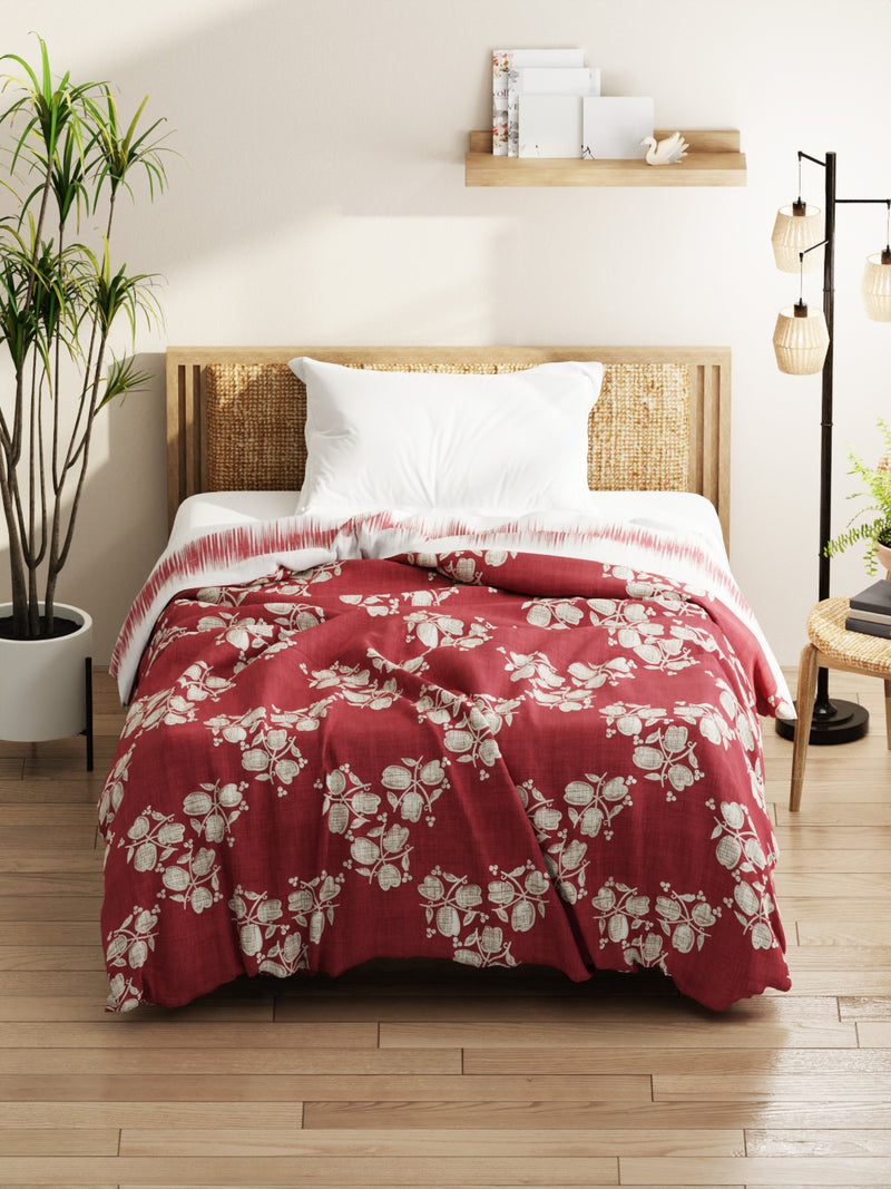 Super Soft Microfiber Comforter For All Weather <small> (floral-burgundy)</small>