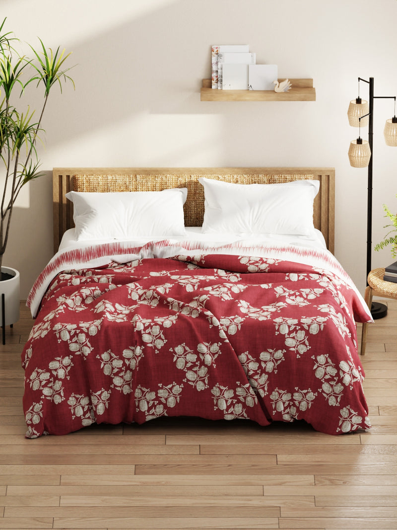 Super Soft Microfiber Comforter For All Weather <small> (floral-burgundy)</small>