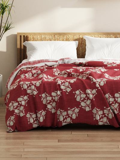 Super Soft Microfiber Comforter For All Weather <small> (floral-burgundy)</small>