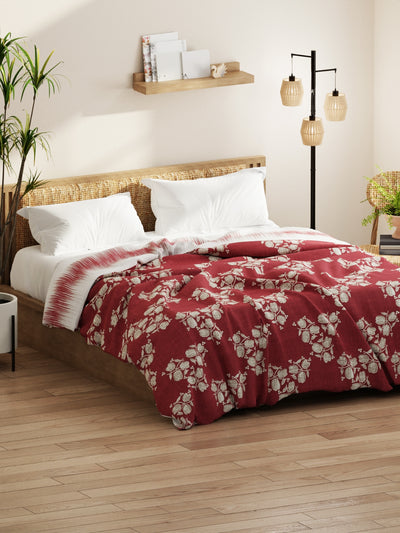 Super Soft Microfiber Comforter For All Weather <small> (floral-burgundy)</small>