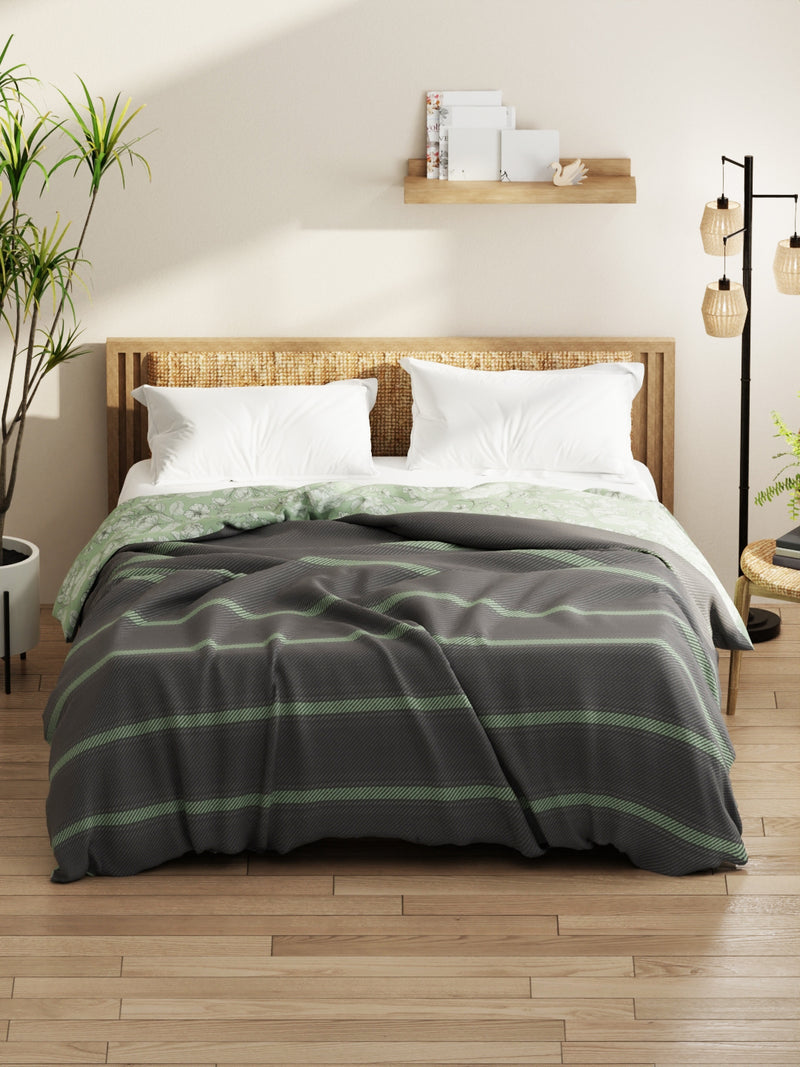 Super Soft Microfiber Comforter For All Weather <small> (stripe-grey/pistachio)</small>