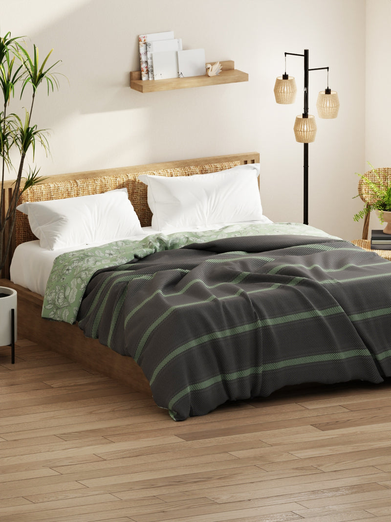 Super Soft Microfiber Comforter For All Weather <small> (stripe-grey/pistachio)</small>