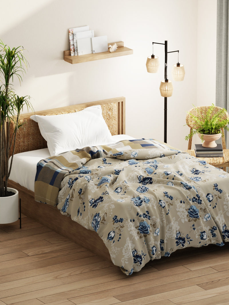 Super Soft Microfiber Comforter For All Weather <small> (floral-sand/blue)</small>