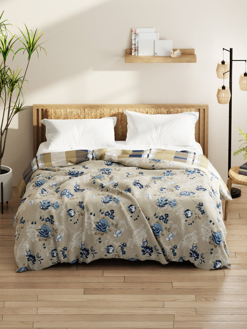 Super Soft Microfiber Comforter For All Weather <small> (floral-sand/blue)</small>