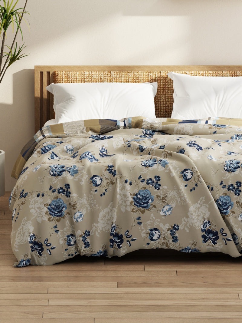 Super Soft Microfiber Comforter For All Weather <small> (floral-sand/blue)</small>