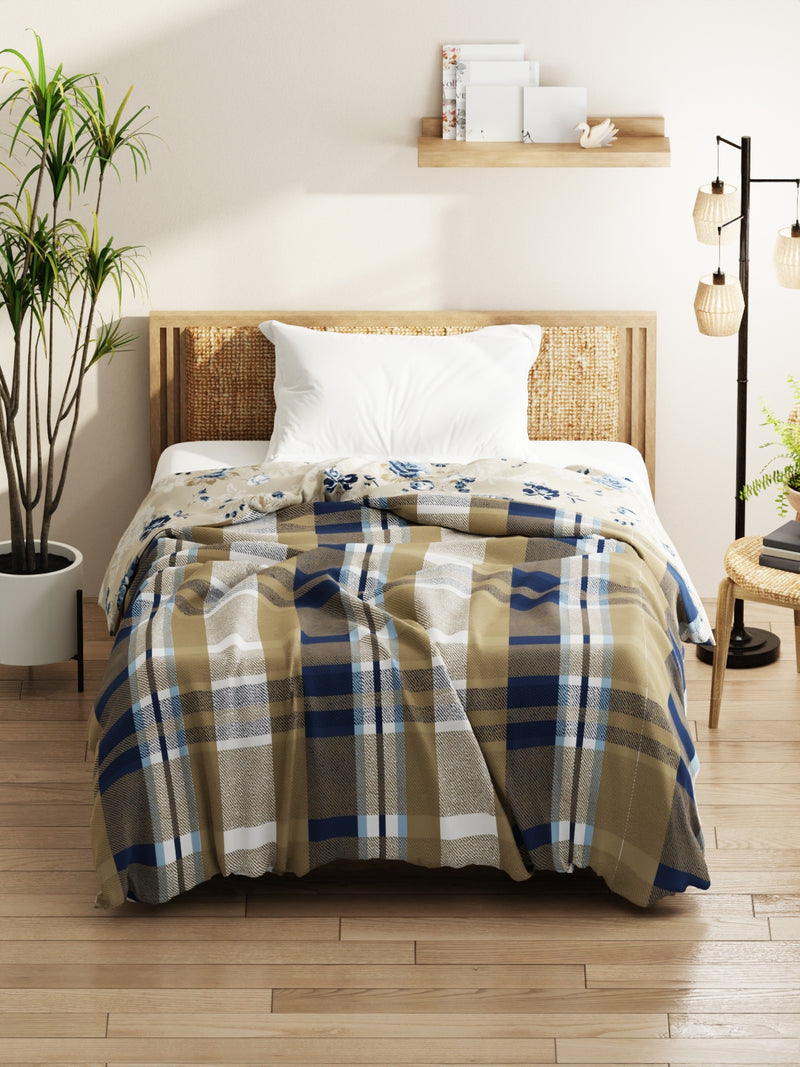 Super Soft Microfiber Comforter For All Weather <small> (floral-sand/blue)</small>