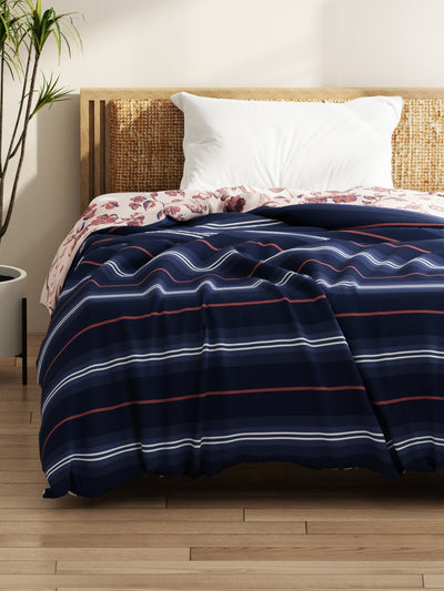 Super Soft Microfiber Comforter For All Weather <small> (floral-blue/brick)</small>