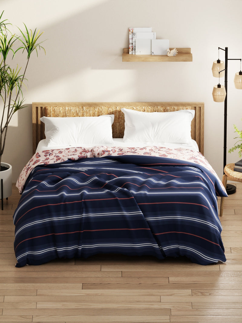 Super Soft Microfiber Comforter For All Weather <small> (floral-blue/brick)</small>