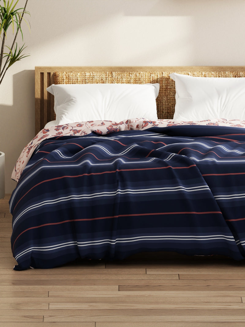 Super Soft Microfiber Comforter For All Weather <small> (floral-blue/brick)</small>