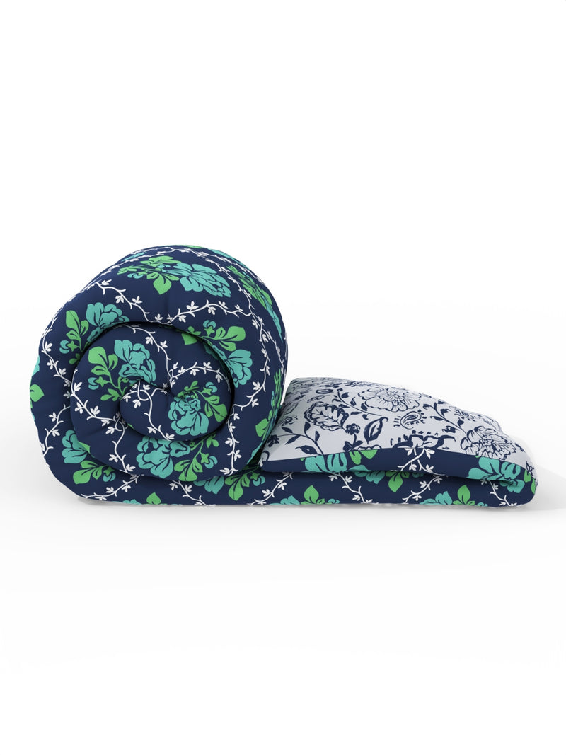 Super Soft Microfiber Comforter For All Weather <small> (floral-green/navy)</small>