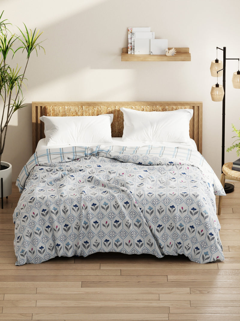 Super Soft Microfiber Comforter For All Weather <small> (floral-ivory/blue)</small>