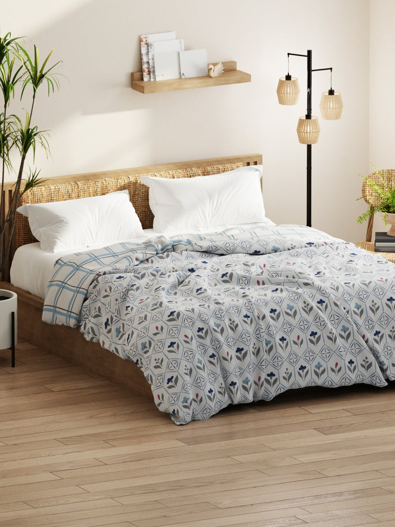 Super Soft Microfiber Comforter For All Weather <small> (floral-ivory/blue)</small>