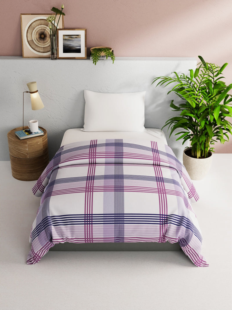 Super Soft 100% Natural Cotton Fabric Comforter For All Weather <small> (stripe-purple/blue)</small>