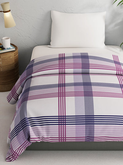 Super Soft 100% Natural Cotton Fabric Comforter For All Weather <small> (stripe-purple/blue)</small>