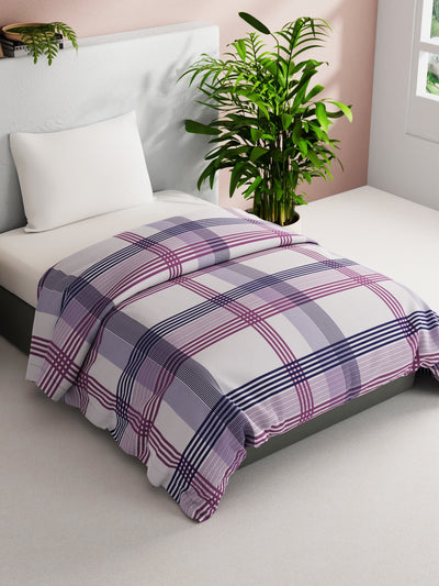 Super Soft 100% Natural Cotton Fabric Comforter For All Weather <small> (stripe-purple/blue)</small>